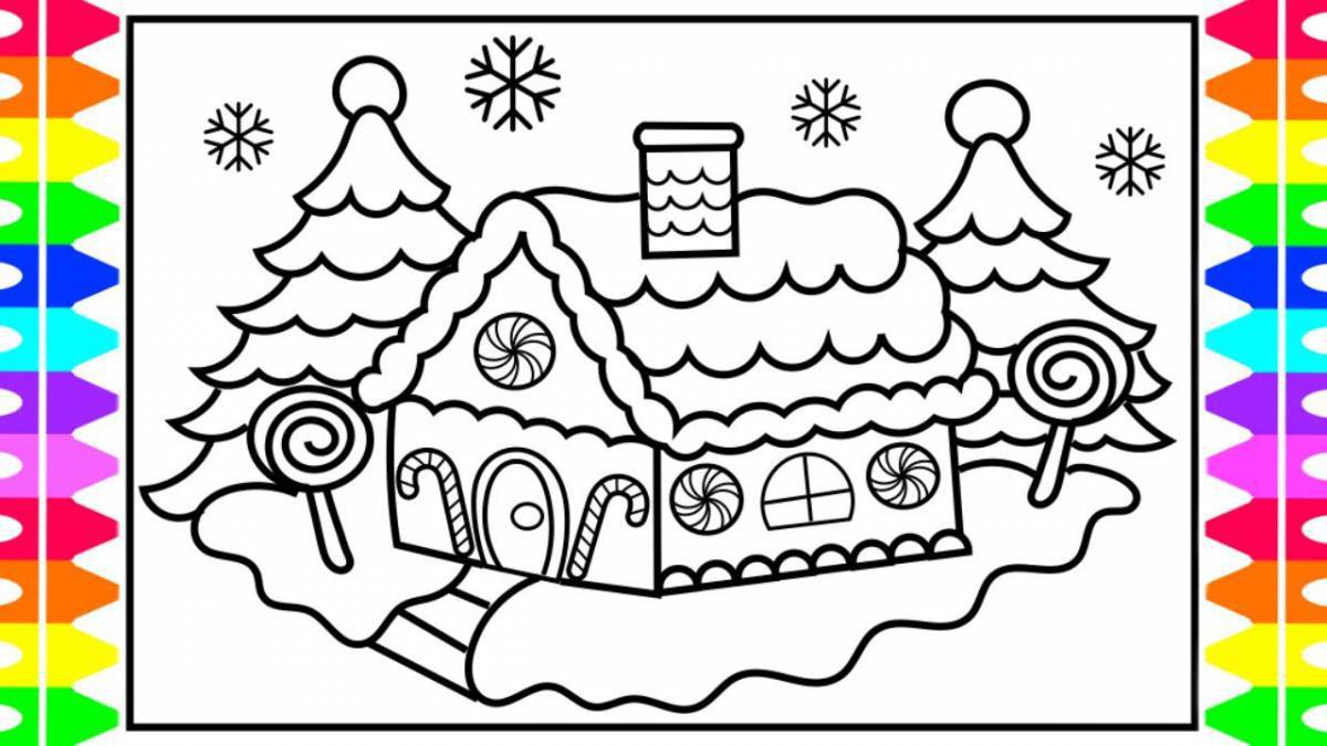 Rampant gingerbread house coloring page