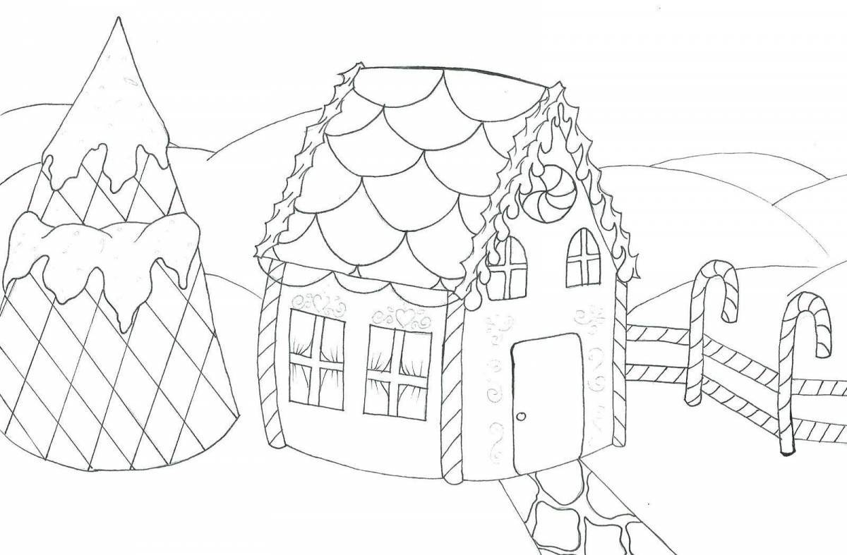 Раскраска живой пряничный домик