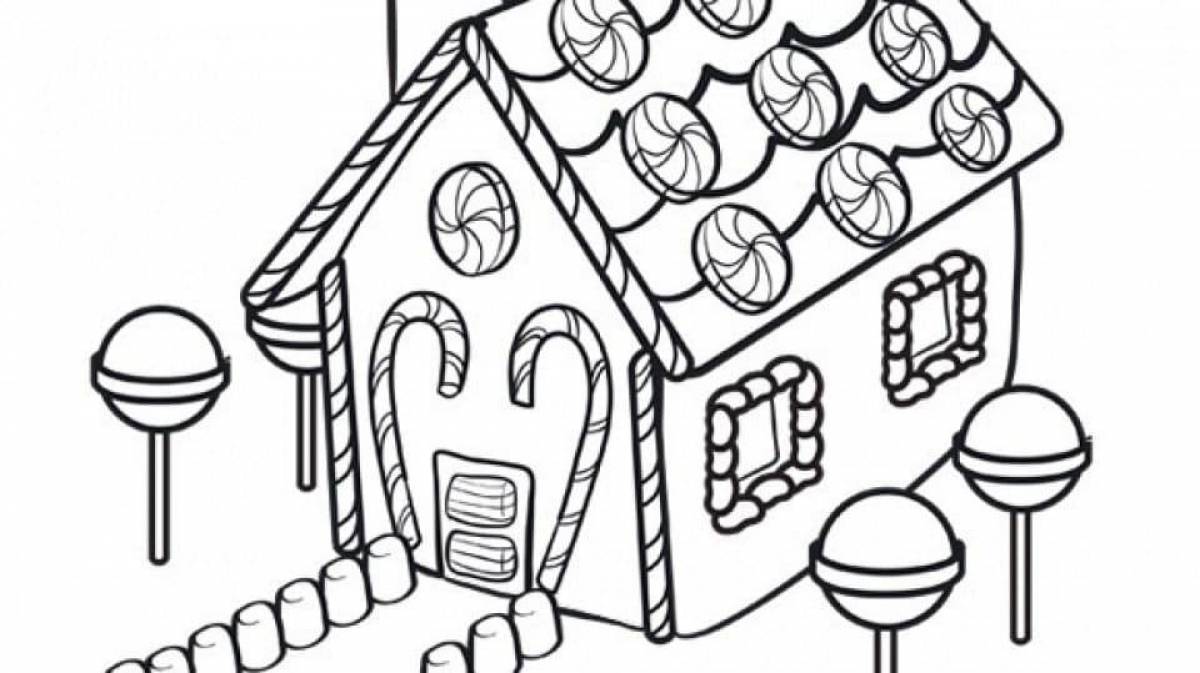 Exciting gingerbread house coloring book