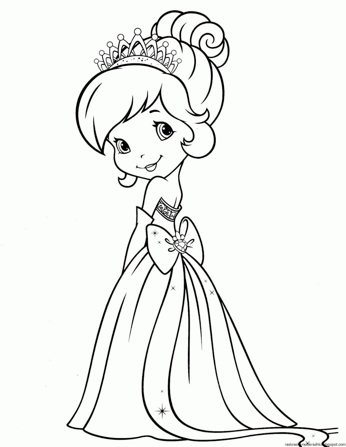 Fun coloring princess for children 5-6 years old