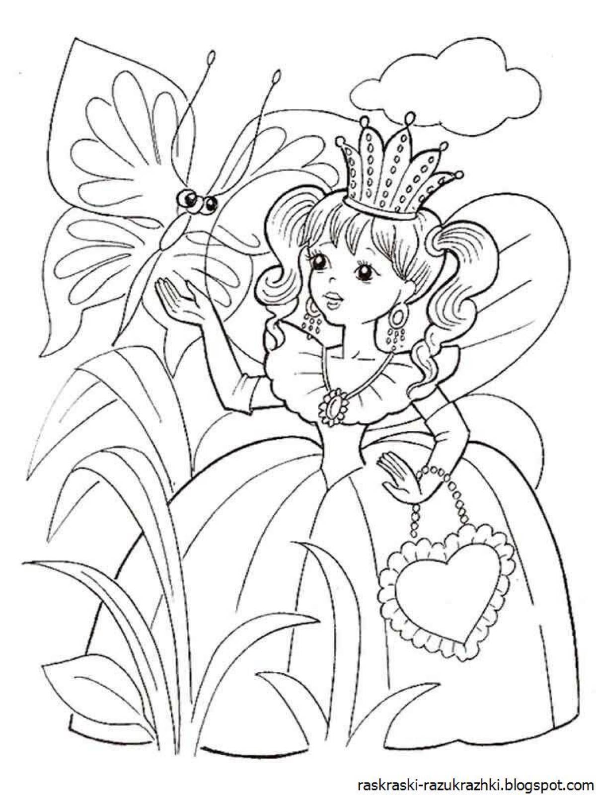 Adorable princess coloring book for kids 5-6 years old