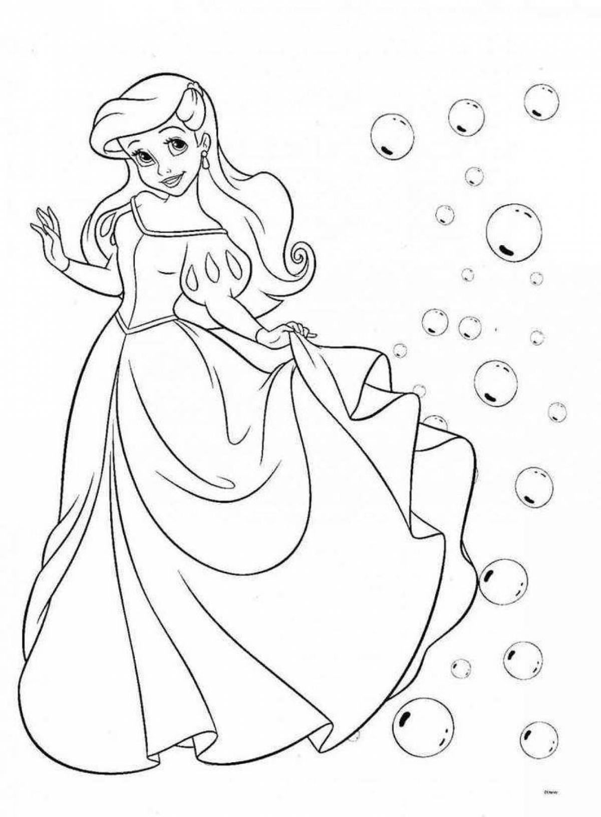Large coloring princess for children 5-6 years old