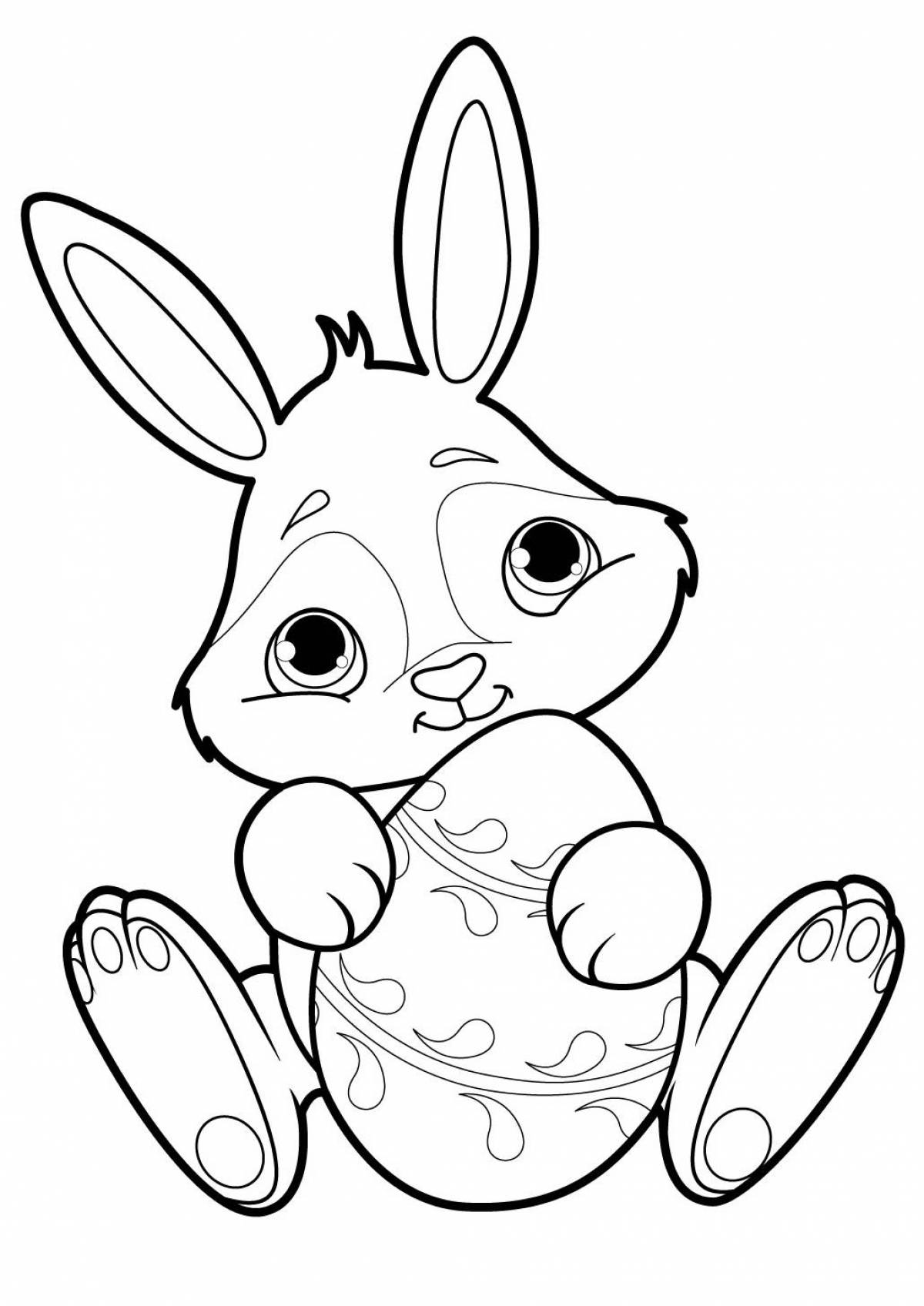Возбужденный кролик-раскраска для детей