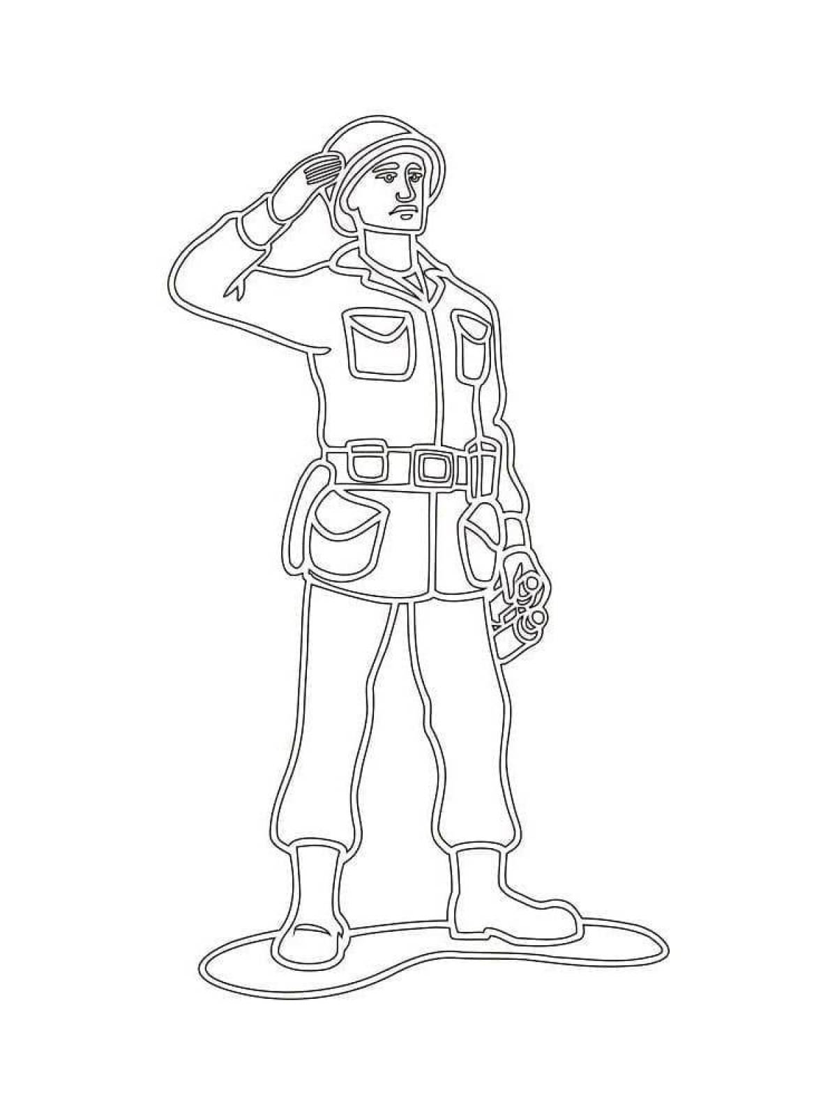 Colourful soldier coloring for kids