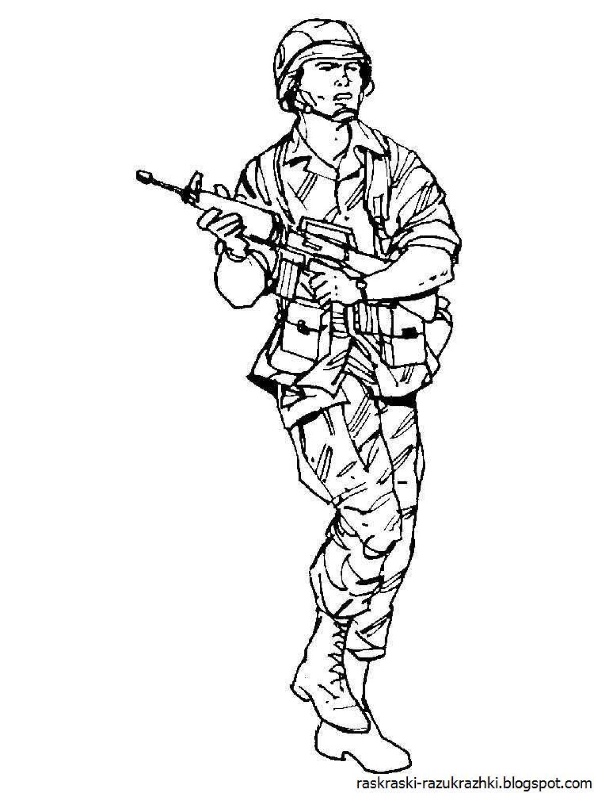 Динамическая раскраска солдат для детей