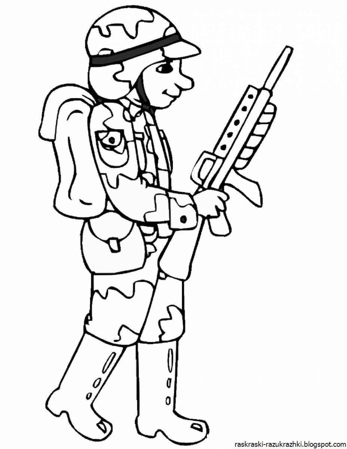 Adorable soldier coloring book for kids