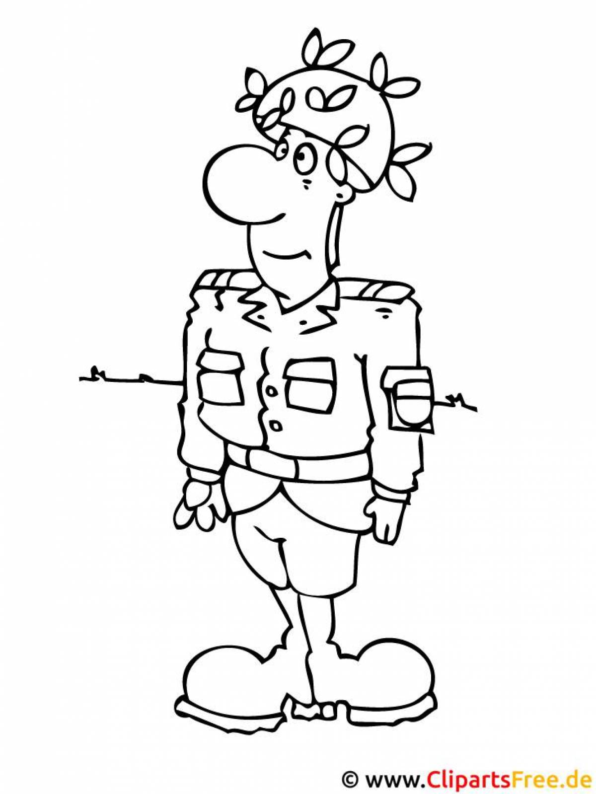 Cute soldier coloring book for kids
