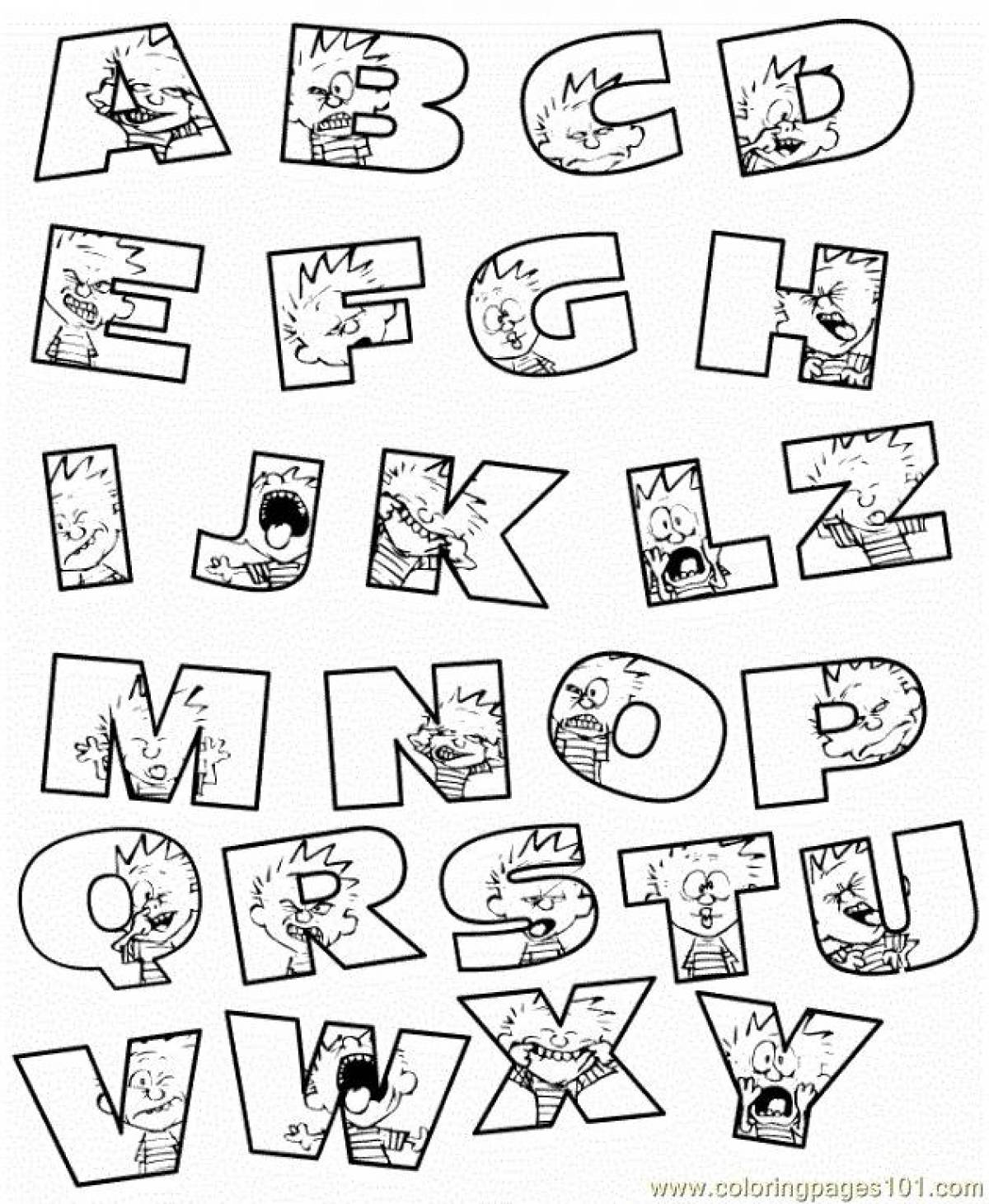 Colorful-wonderful alphabet knowledge coloring page