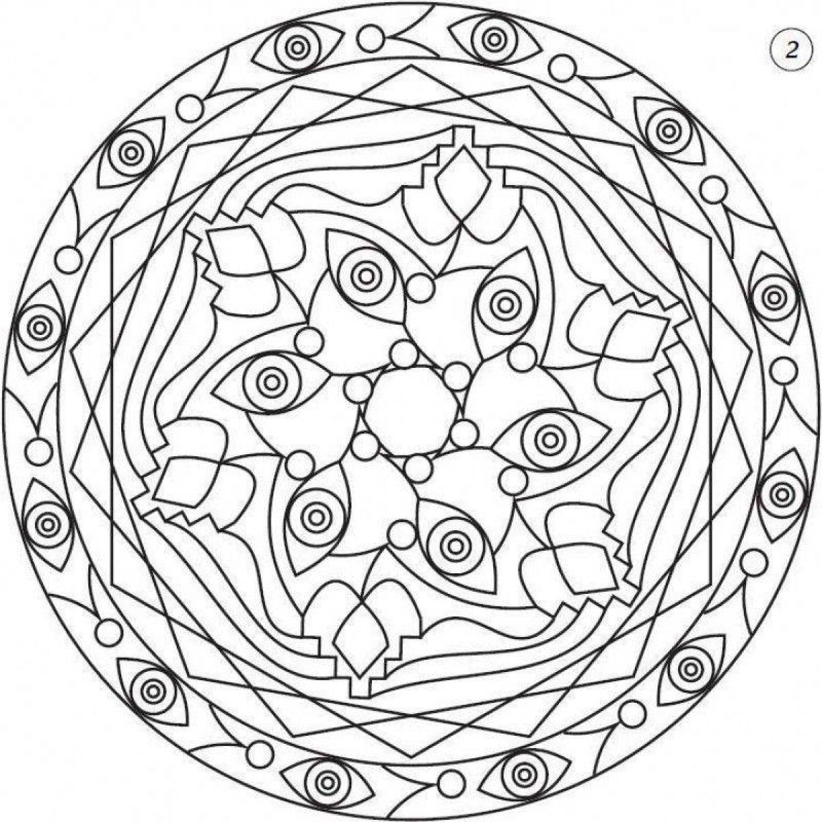 Serendipitous coloring page of a mandala with meaning