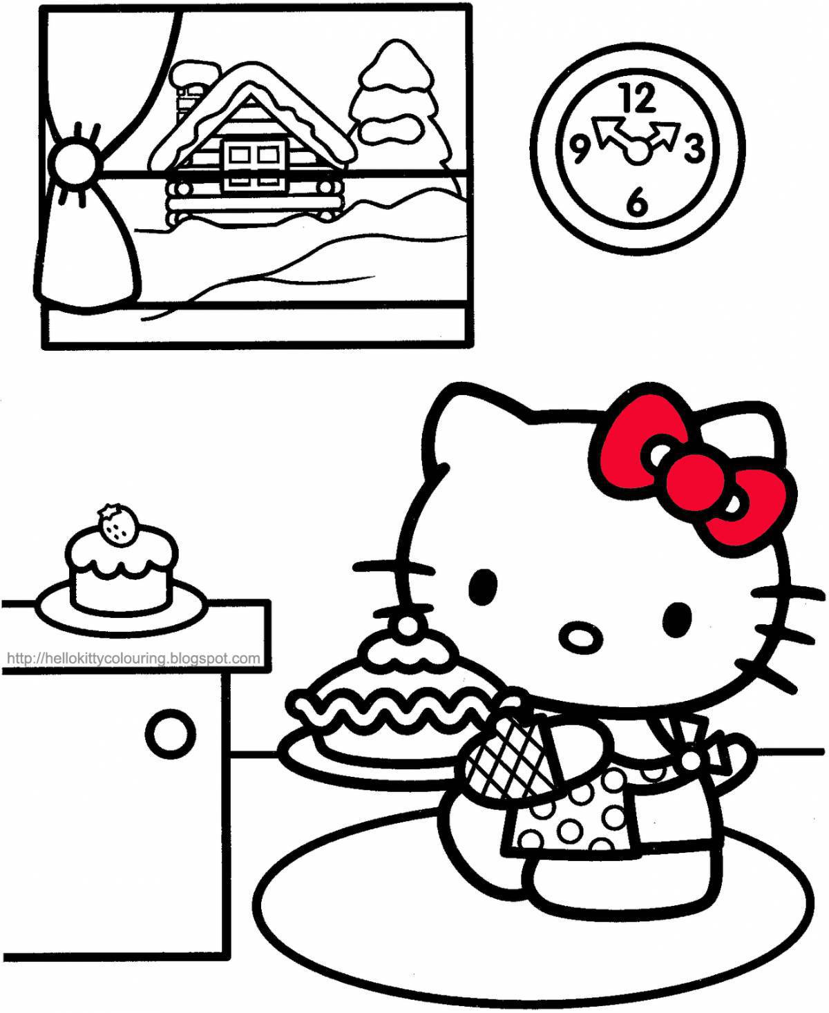 Cheerful hello kitty with clothes