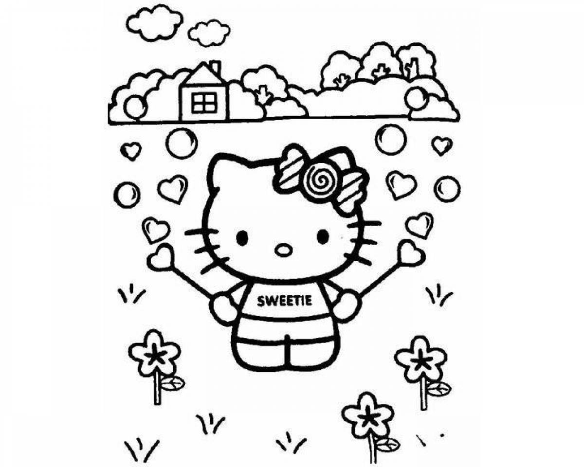Playful hello kitty with clothes