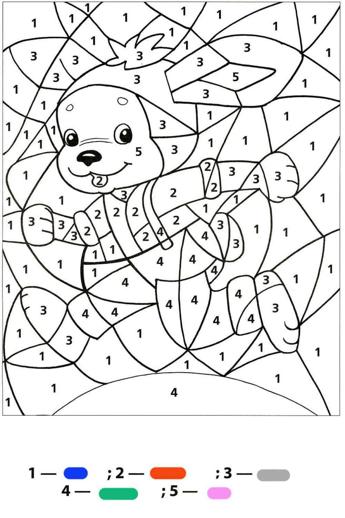 Creative coloring by numbers for children 5-7 years old