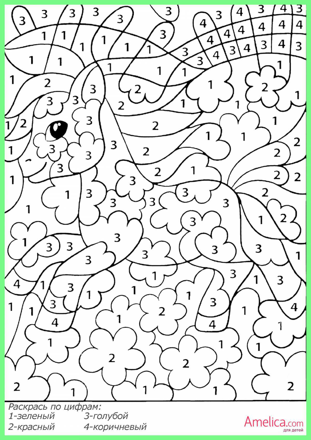 Bright coloring by numbers for children 5-7 years old