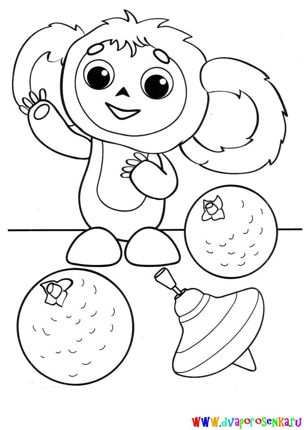 Cheerful cheburashka and gene coloring