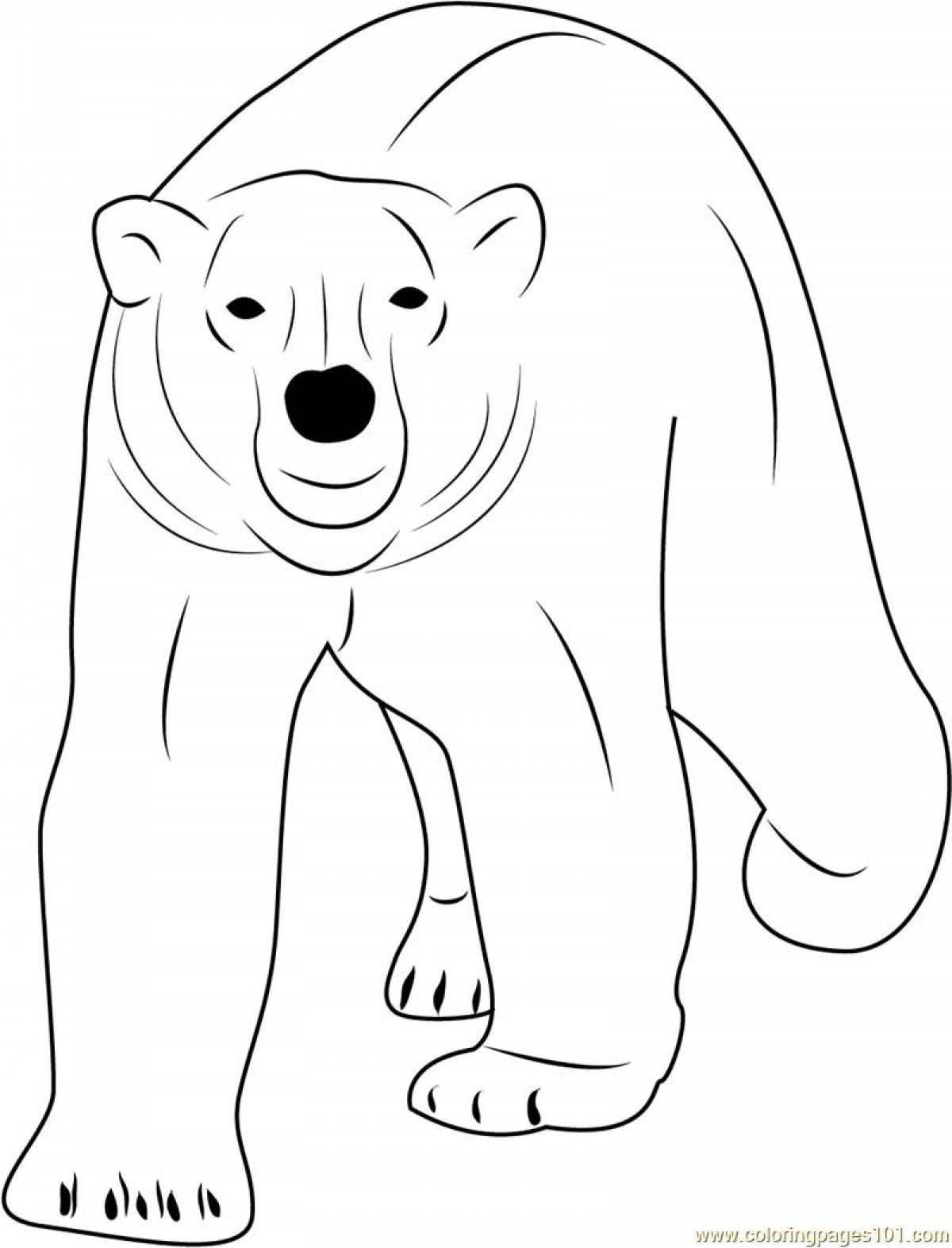 Игривая страница раскраски белого медведя для детей
