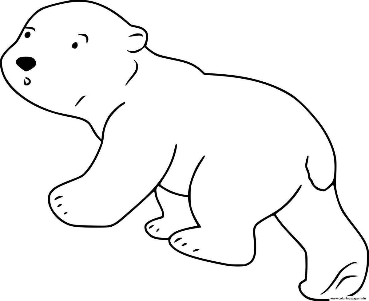 Яркая раскраска белого медведя для детей