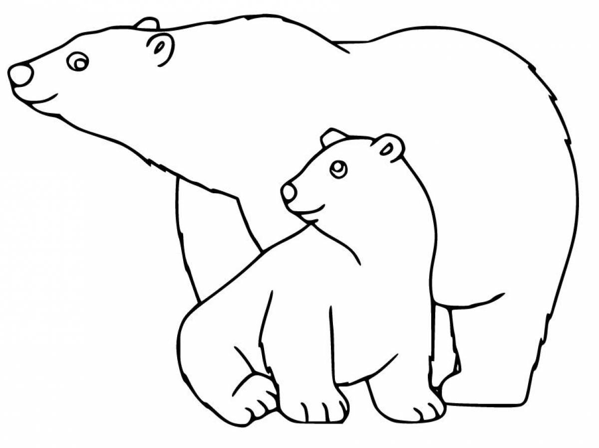Удивительная страница раскраски белого медведя для детей