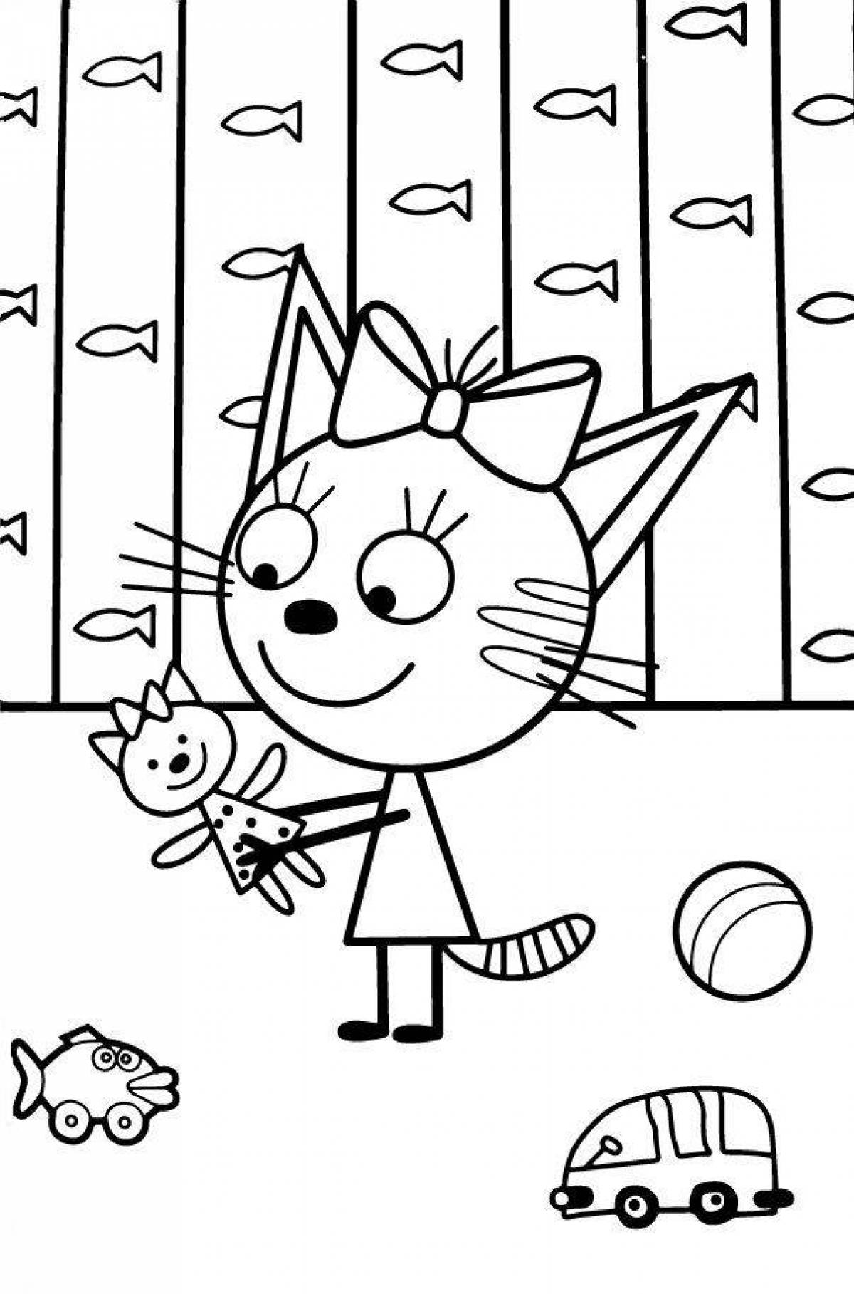 Three cats fun coloring book for kids