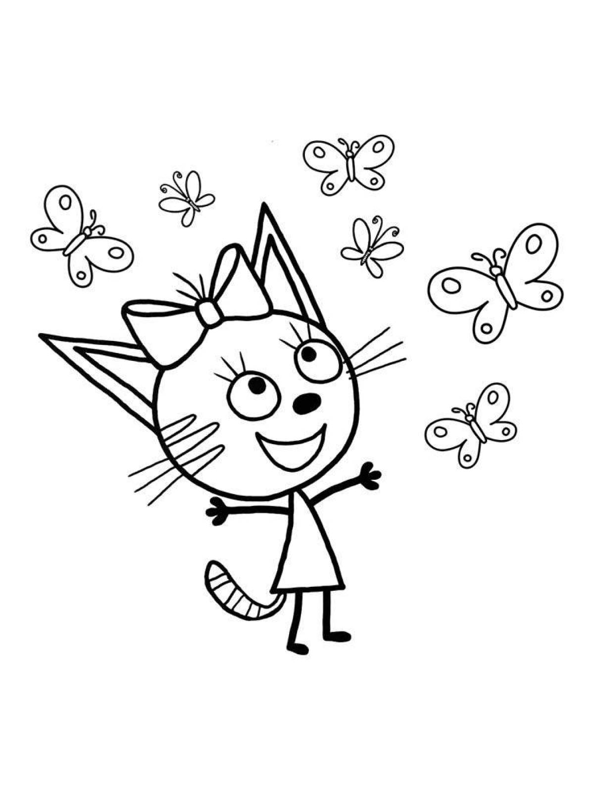 Three cats coloring book for little ones