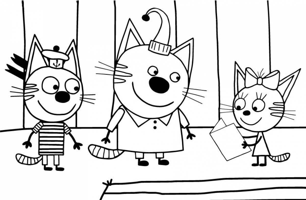 Three cats live coloring book for the little ones