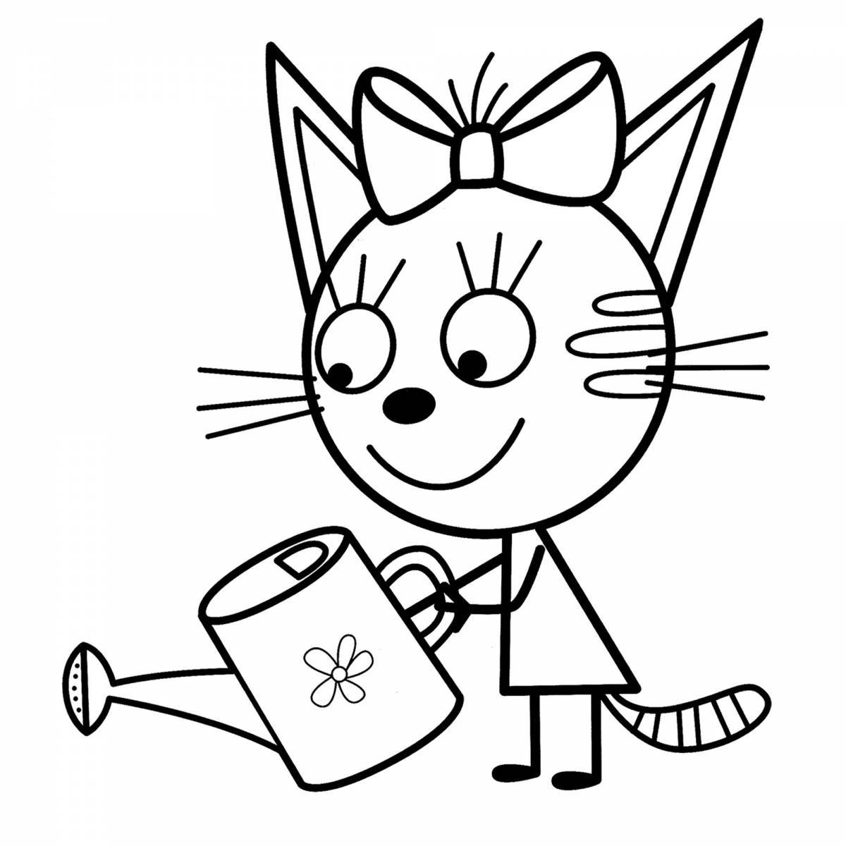 Exciting three cats coloring book for kids