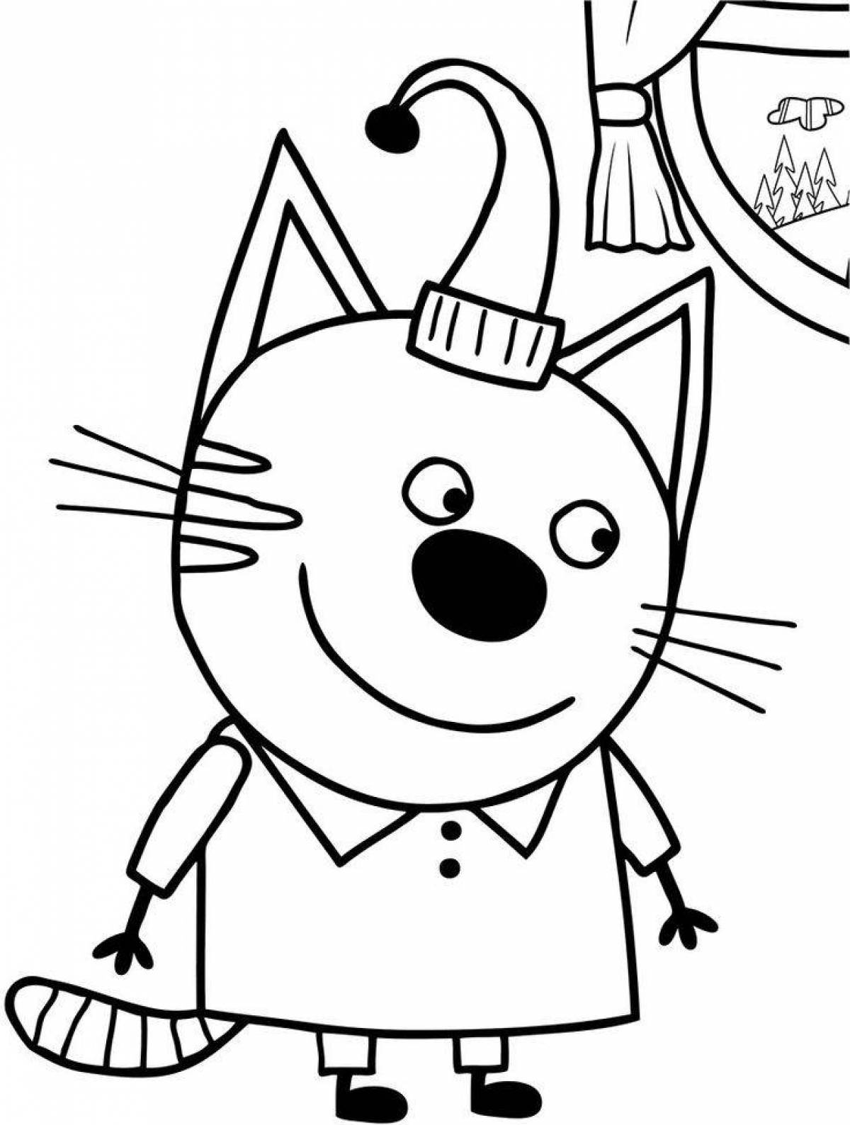 Three cats coloring book for preschoolers