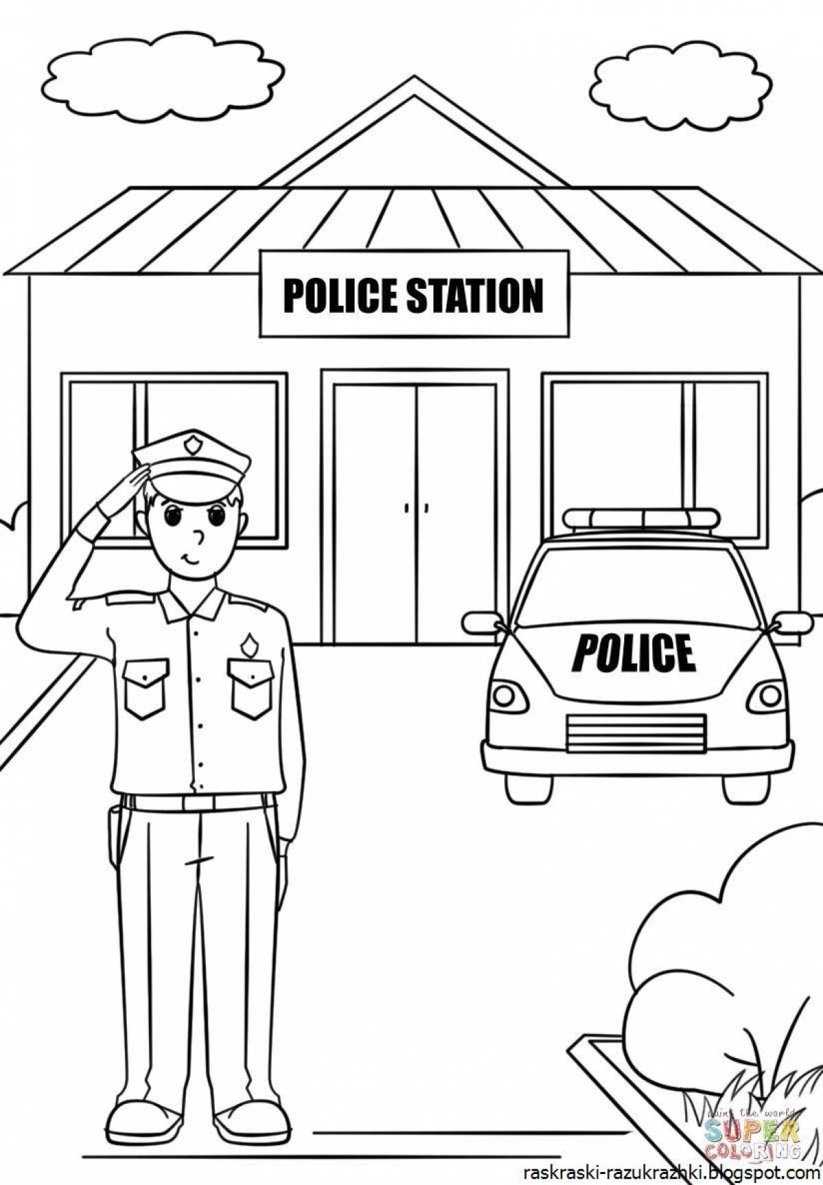 Glitter policeman coloring page