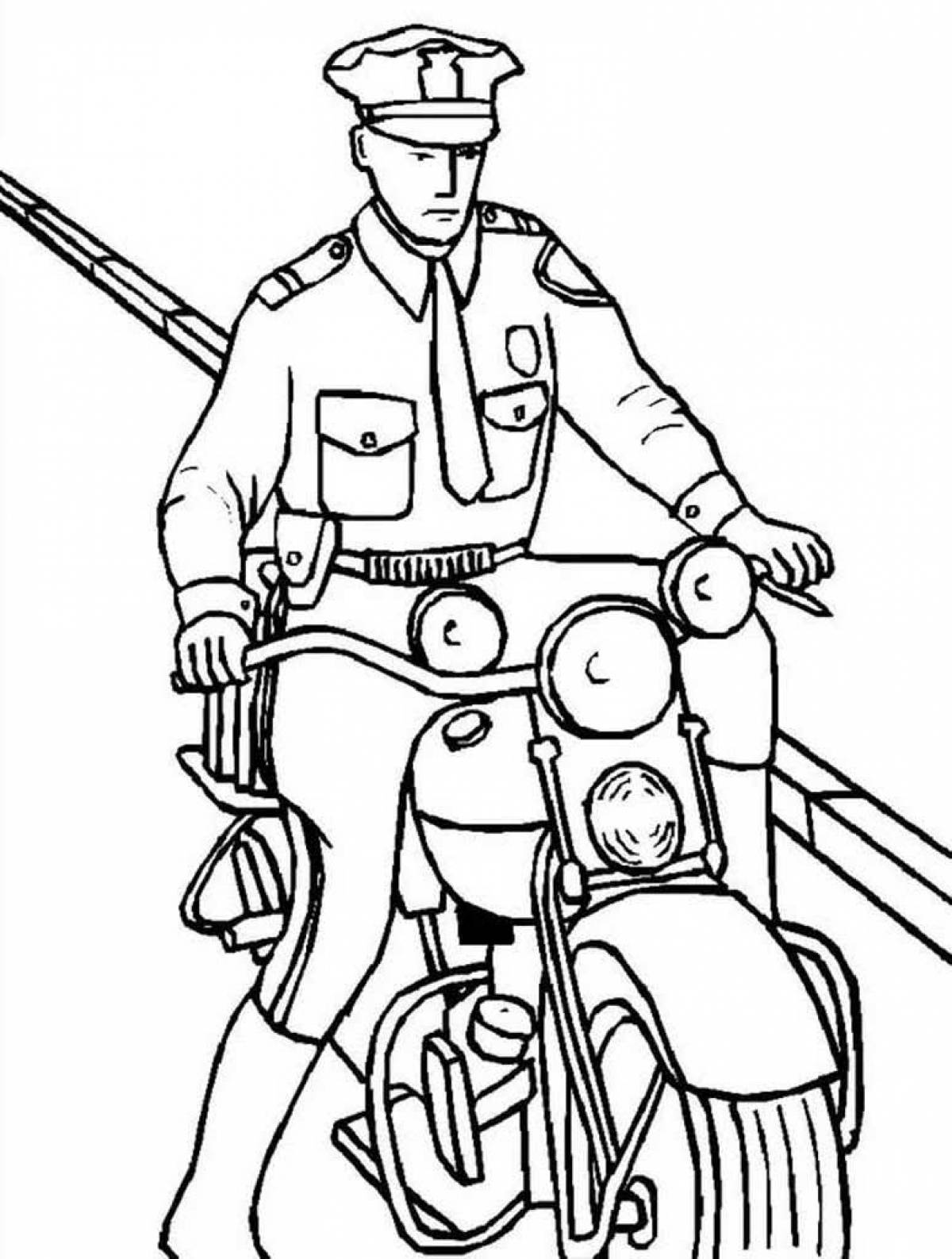 Impressive policeman coloring page