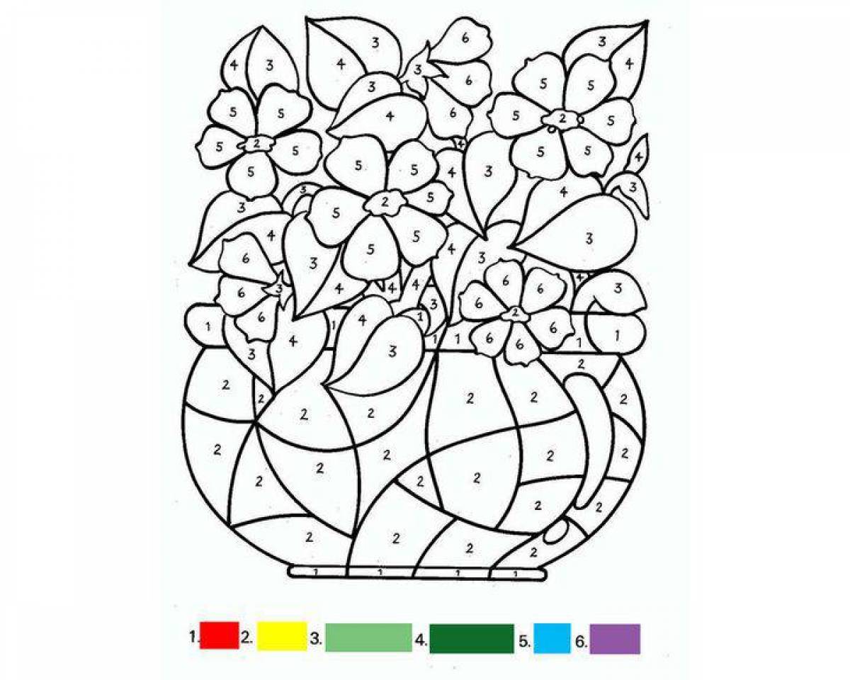 Bright coloring by numbers for children 5-6 years old