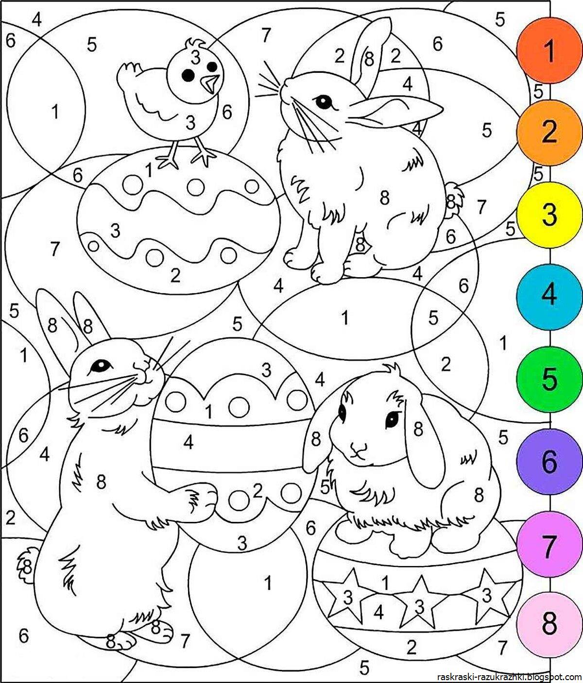 Joyful coloring by numbers for children 5-6 years old