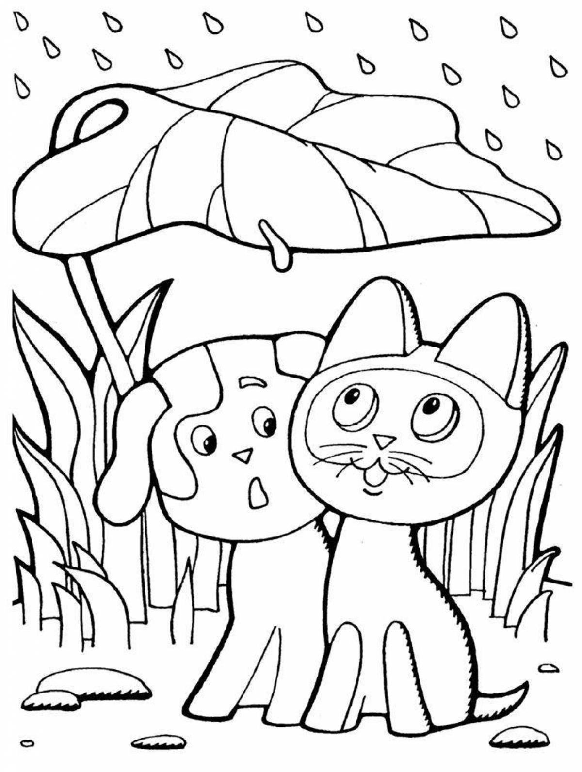Coloring book funny kitten