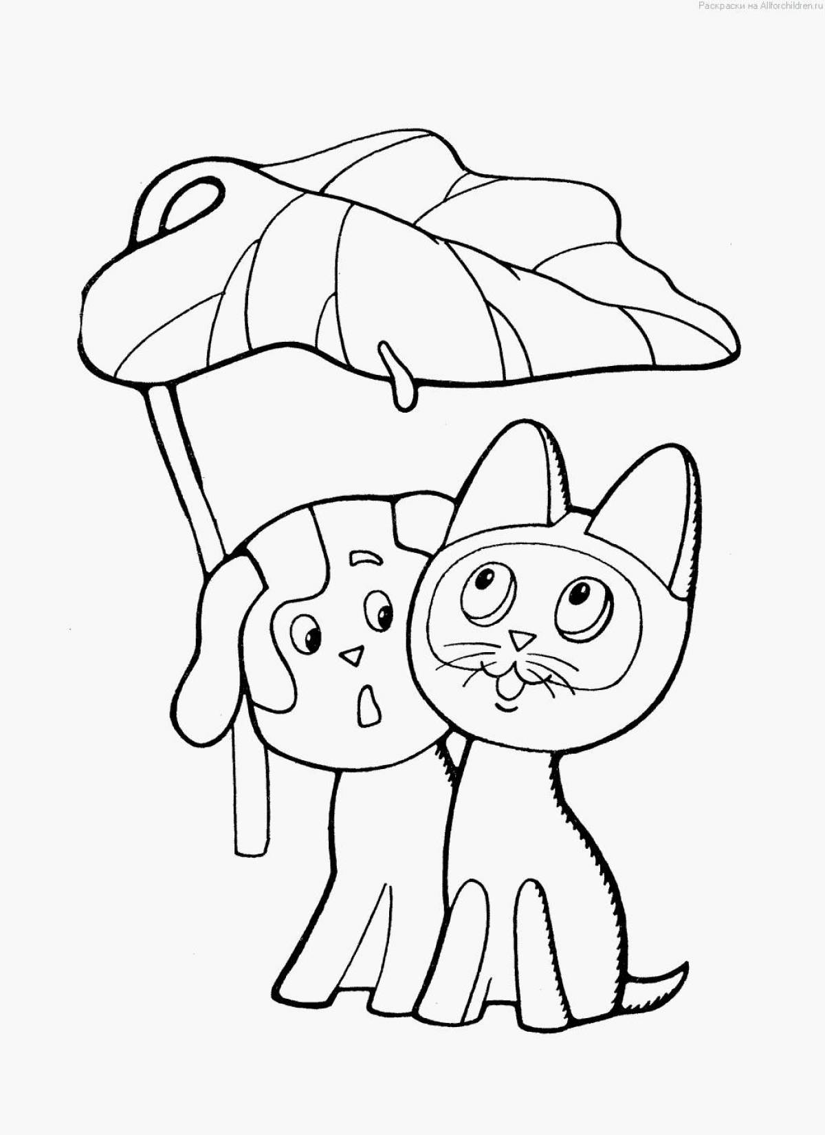 Coloring book witty kitten