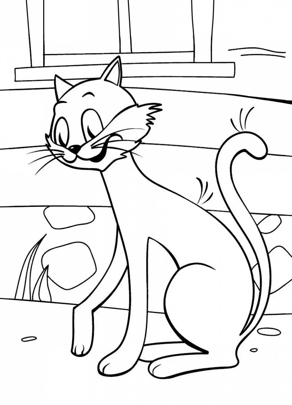 Coloring page energetic kitten