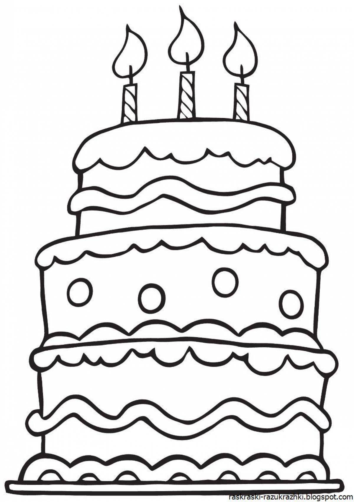 Colorful cake coloring book for kids