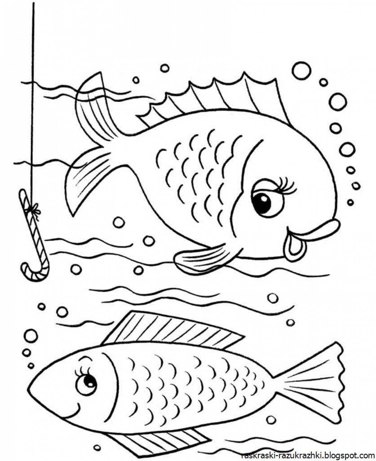 Great fish coloring book for kids
