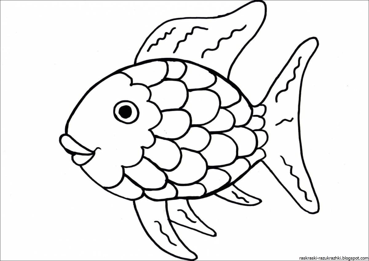 Анимированная страница раскраски рыб для детей