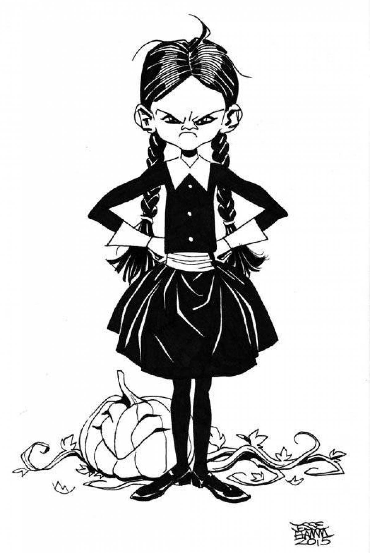 Rugged Wednesday addams coloring book