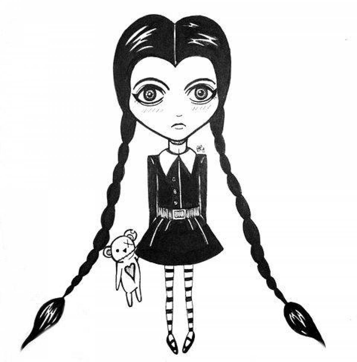Coloring book sunny Wednesday addams