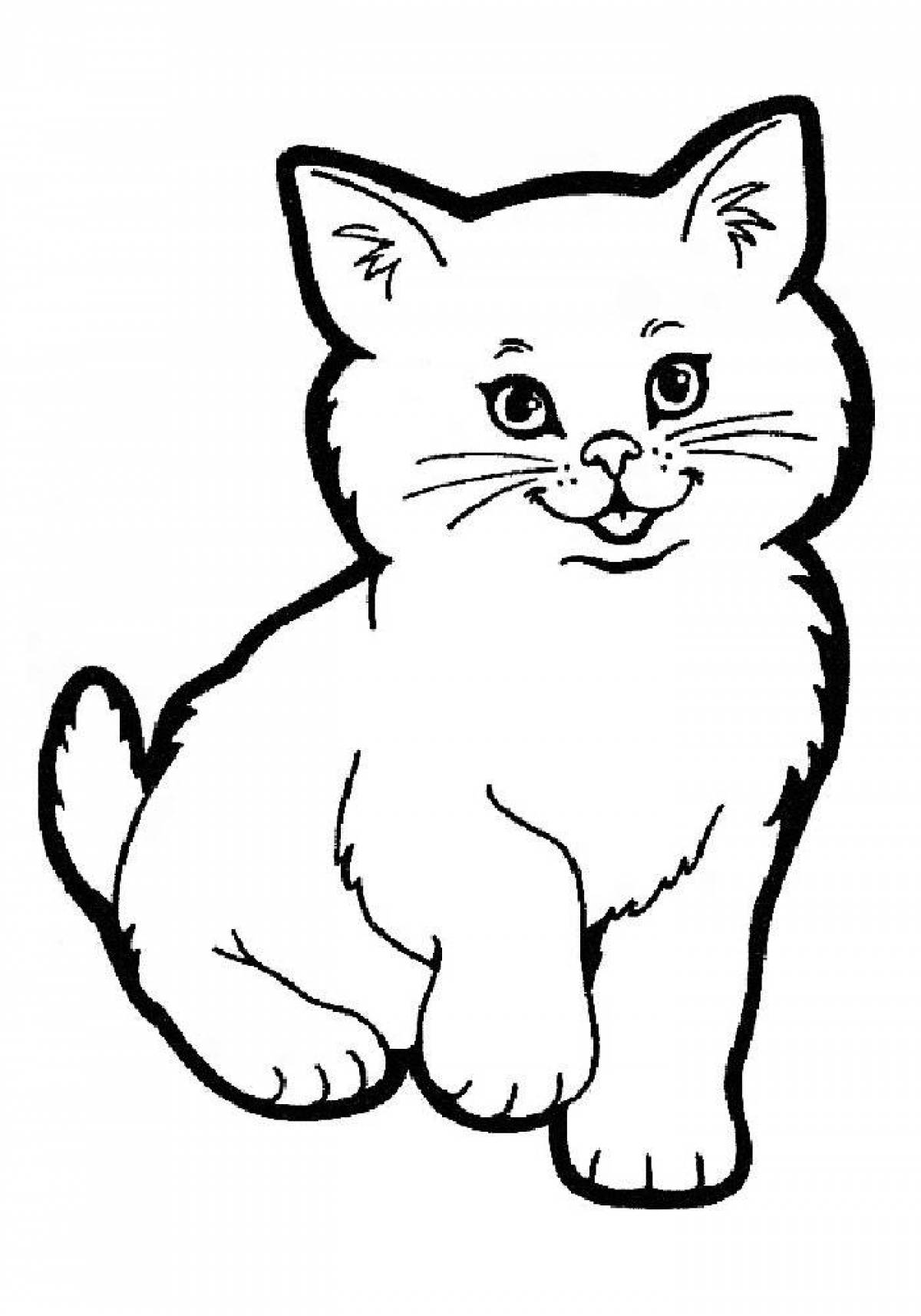 Игривая страница раскраски котенка для детей