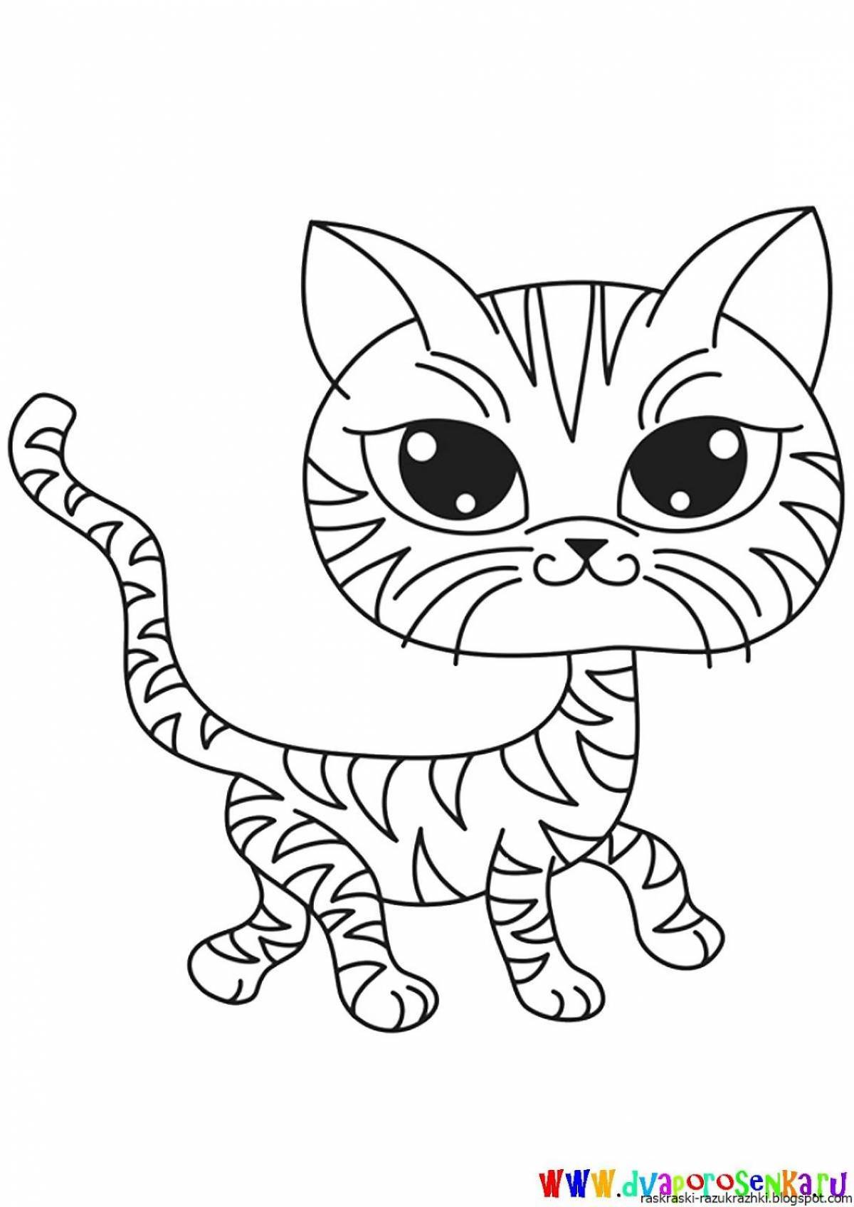 Precious kitten coloring for kids