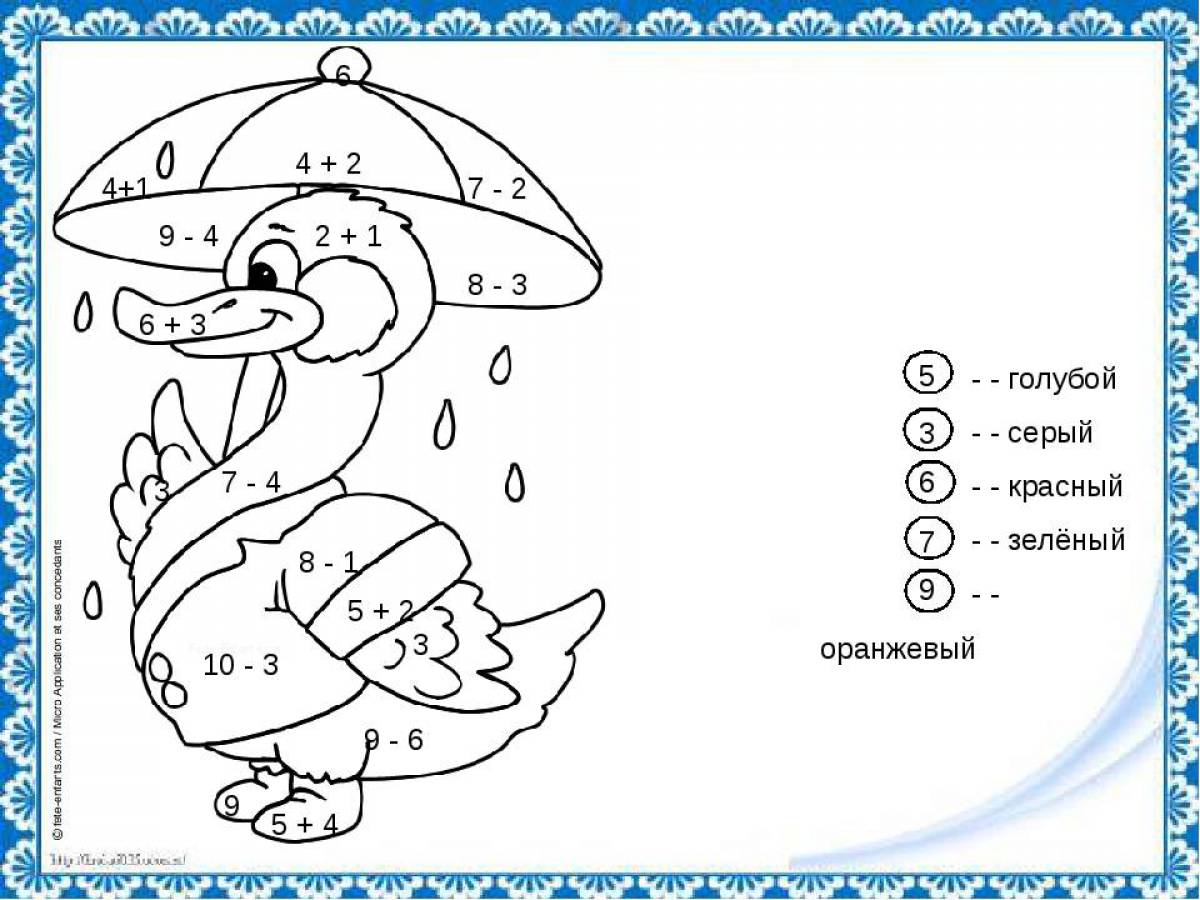 Fairytale coloring book addition and subtraction for grade 1
