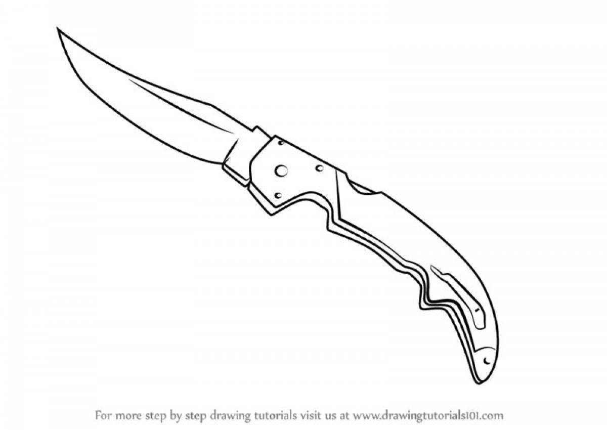 Decorated knife coloring page