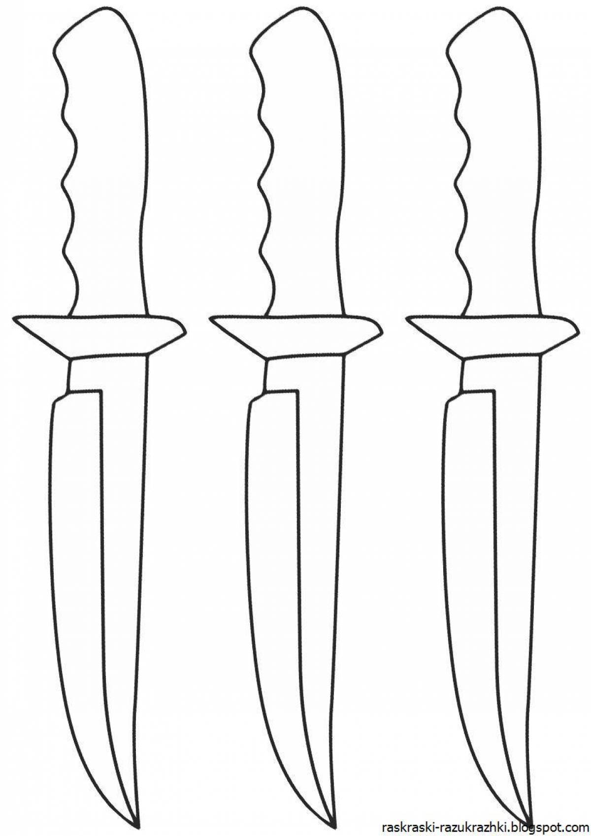 Glowing knife coloring page