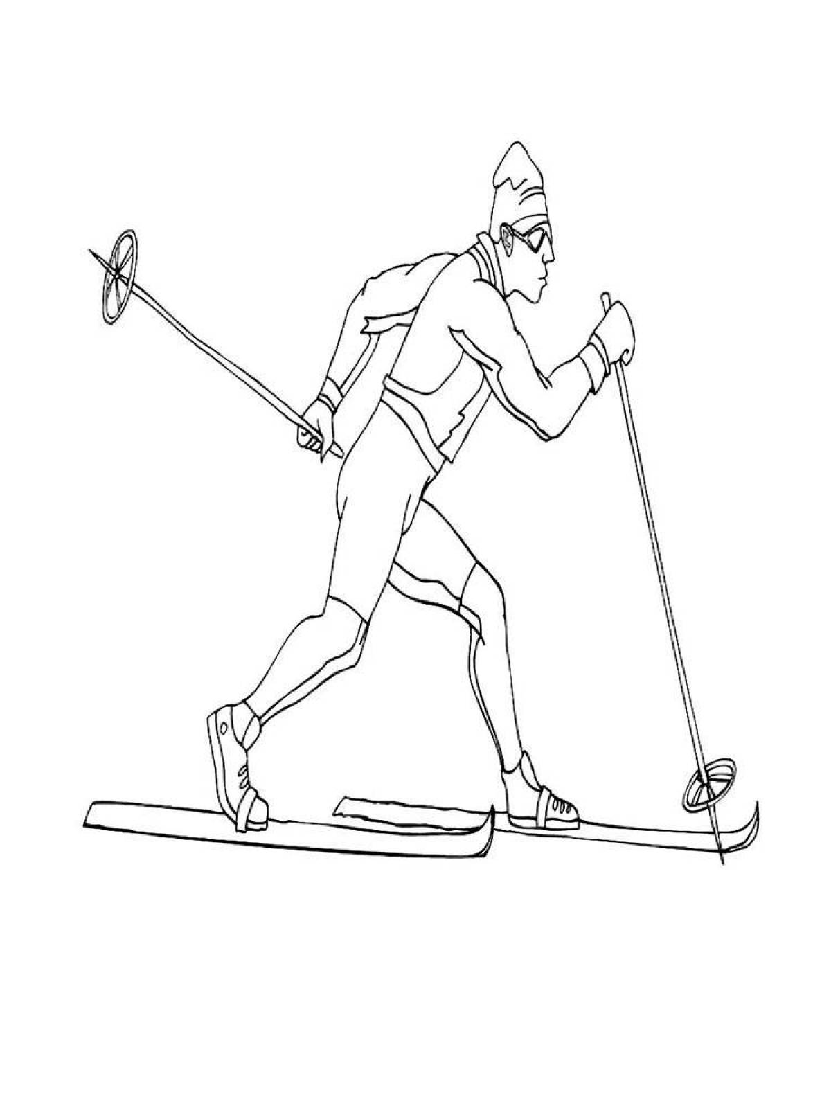 Adventurous skier coloring page