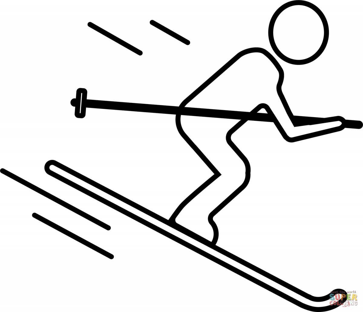 Agile skier coloring page
