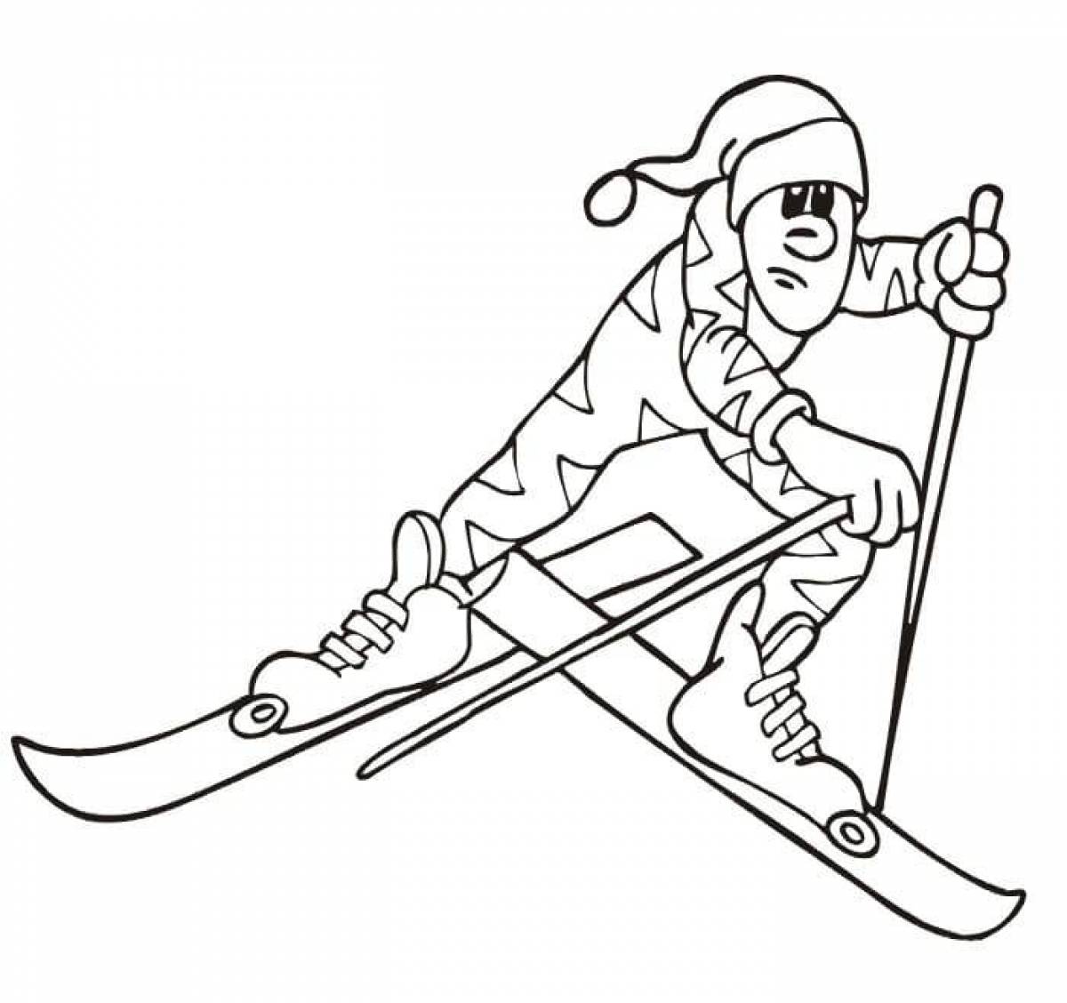 Sport skier coloring page