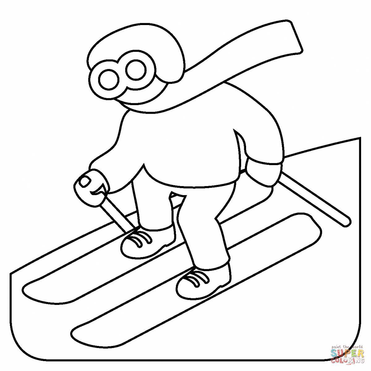 Coloring page nice skier