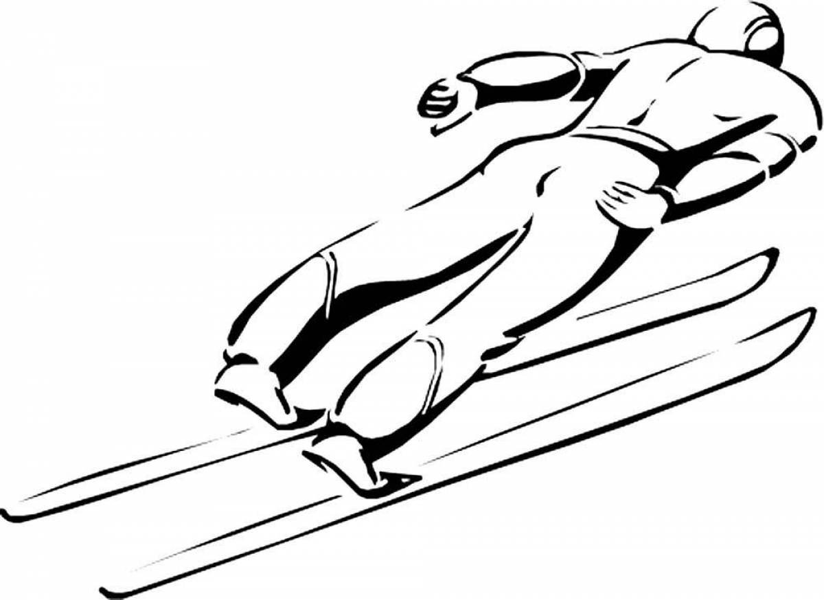 Fine skier coloring page