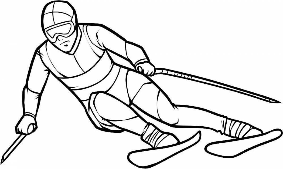 Coloring page relaxed skier