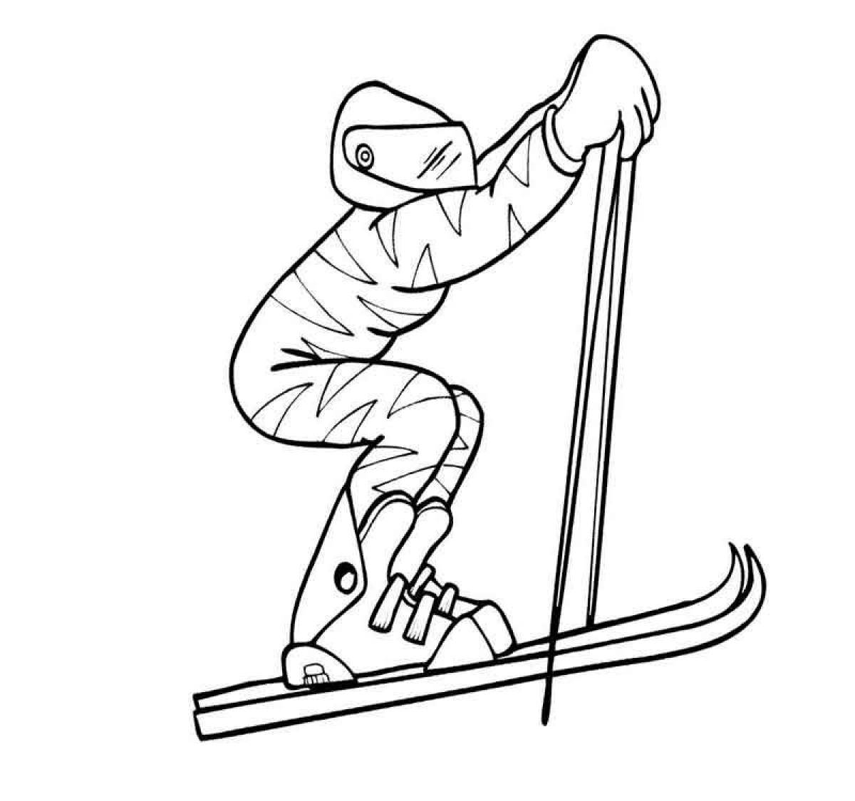 Раскраска лыжник
